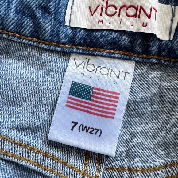 Vibrant M.I.U. High Rise Wide Leg Distressed Jeans Blue Juniors Sz 7 boho Grunge - Picture 3 of 16